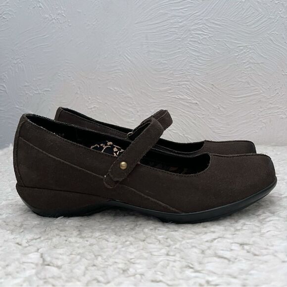 Aetrex Mary Jane Brown Leather Comfort Shoes Sz M Arch Support